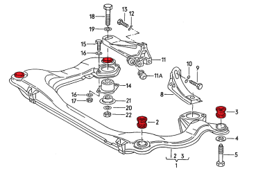 Polyurethane Subframe Bushings B2/B3/B4 - M10 - Steet Hardness