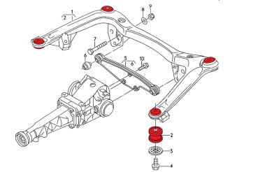 Rear Aluminium Subframe Bushings Audi B4/B5