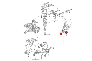 Audi B4 / B5 rear bottom bushes for wheel bearing housing (track hardness)