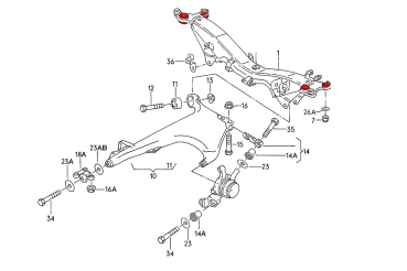 Aluminium Subframe Bushings rear Audi C4 (S4/S6/UrS4/UrS6) / V8 (D11) / 200 C3