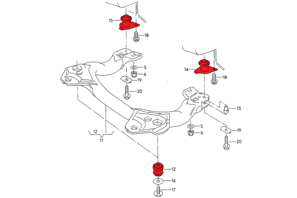 Front solid subframe bushings for Audi C4