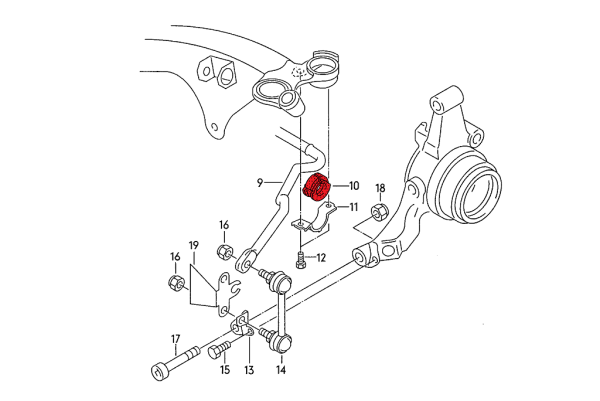 Rear Anti Roll Bar Bush 17mm for Audi C4 / V8 D11 - Street Hardness