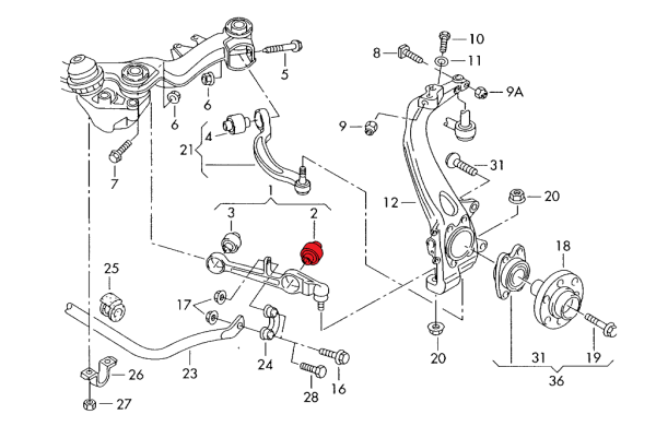 Front Lower Shock Mount - Audi B6 / B7