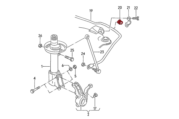 Rear Anti-roll Bar Bush 14,5mm - Audi S2 Coupe - Track Hardness