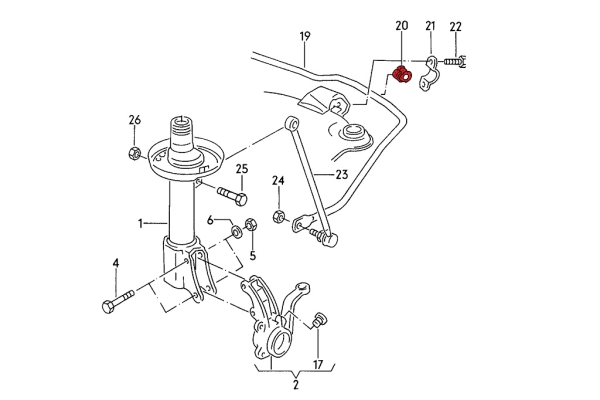 Rear Anti-roll Bar Bush 14,5mm - Audi S2 Coupe - Street Hardness